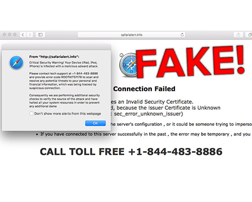 Fake anti-virus pop-up alert scams