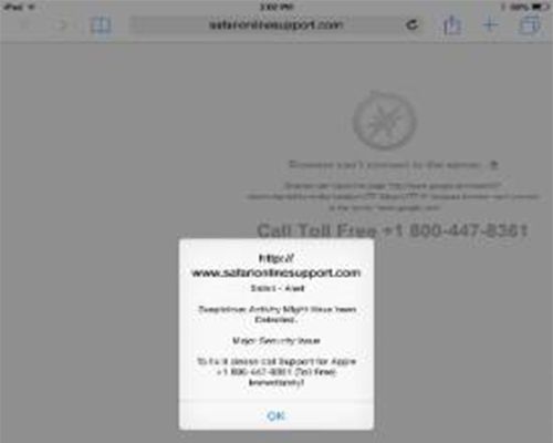 Fake anti-virus pop-up alert scams