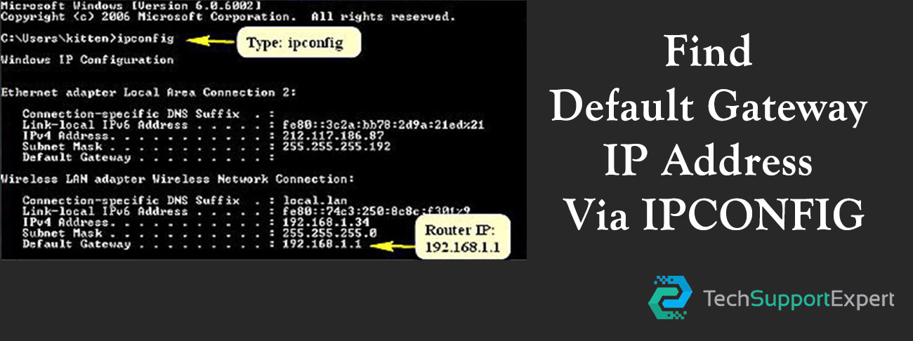 How To Find Your Default Gateway IP Address Via IPCONFIG